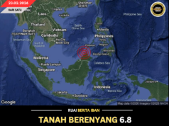 TANAH BERENYANG 6.8 MAGNITUD DI KOTA KINABALU, NADAI PENUSAH TSUNAMI DIRIPOTKA NYADI