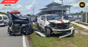 PENUSAH AKSIDEN NGAUL DUA BUAH PERENGKA PENGANGKUT TIGA IKU LELAKI BAKAL MIMIT