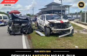 PENUSAH AKSIDEN NGAUL DUA BUAH PERENGKA PENGANGKUT TIGA IKU LELAKI BAKAL MIMIT