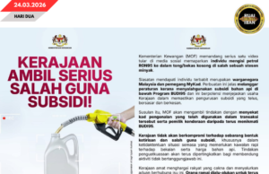 Atur terit ngagai orang salah guna subsidi petrol, MOF nyekat kad sereta nginsil kelayakan