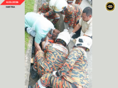 SEBUAH MOTOSIKAL LABUH KE PARIT BA PETRONAS LUTONG, MANSA MUJUR DISELAMAT