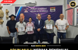 ADUN MULU NERIMA PENEMUAI GEREMPUNG KOMUNITI, NYUAKA ‘PLAK PROJEK’ PPRMS ENGGAU UNIFOR DI MIRI