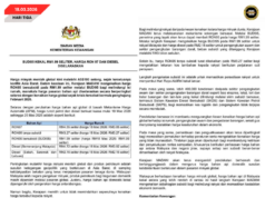 RON95 MENGKANG BA REGA RM1.99, RON98 ENGGAU DIESEL SAMA ENGGAU REGA GLOBAL