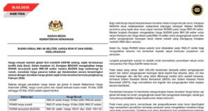 RON95 MENGKANG BA REGA RM1.99, RON98 ENGGAU DIESEL SAMA ENGGAU REGA GLOBAL