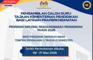 PEMINTA NGAMBI CHALUN PENGAJAR PDPP 2026 DEKA DIBUKA BERENGKAH 9 MAC 2026