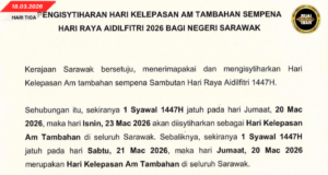 KEMISI TAMBAH UNGKUP AIDILFITRI 2026 BAGI NEGERI SARAWAK