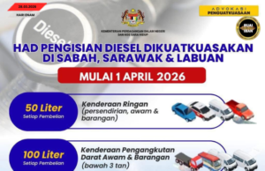 Sekat Ngisi Minyak Diesel Diteritka Berengkah 1 April ba Sabah, Sarawak Enggau Labuan