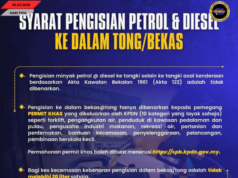 Syarat ngisi petrol enggau diesel ngagai tong tauka gilin