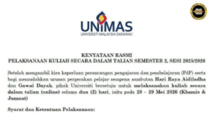 Belajar online pengelama dua hari ba UNIMAS beserimbai enggau musin pengerami