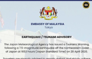 Tanah berenyang 7.5 magnitud ngemansutka gerah tsunami, rayat Malaysia dipinta bejaga-jaga