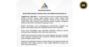 MCMC meri tangkan terit bekaul isu 3R, enti ditemu salah deka ditanggang ukum