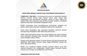 MCMC meri tangkan terit bekaul isu 3R, enti ditemu salah deka ditanggang ukum