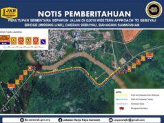Pengawa nutup sementara setengah jalai ba Q2018 jalai barat nuju Jematan Sebuyau