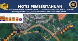 Pengawa nutup sementara setengah jalai ba Q2018 jalai barat nuju Jematan Sebuyau