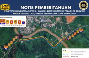 Pengawa nutup sementara setengah jalai ba Q2018 jalai barat nuju Jematan Sebuyau