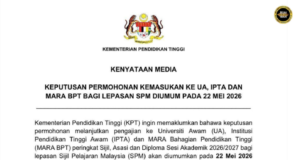 Pemutus masuk UA, IPTA enggau MARA BPT ungkup Graduet SPM Dipadahka kena 22 Mei 2026