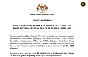 Pemutus masuk UA, IPTA enggau MARA BPT ungkup Graduet SPM Dipadahka kena 22 Mei 2026