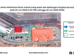 Jalai ba Lobi Besai Sepital Bintulu Ditutup Sementara berengkah ari 24 Jun nyentuk 30 Jun 2026